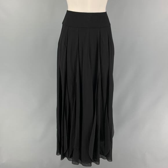 CHANEL Size 6 Black Silk Pleated Wide Leg Skirt - Picture 1 of 6